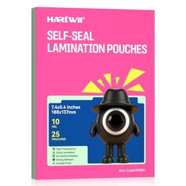Imagem de HARTWII Pacote com 25 bolsas de laminação autovedantes 13,7 x 18,8 cm, à prova d'água, folhas de laminação autovedantes de 13,7 x 18,8 cm, sem necessidade de máquina laminadora