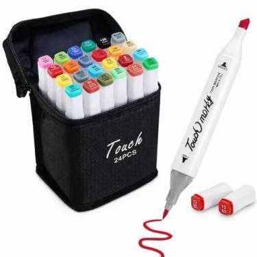 Imagem de Kit de 24 Canetas Marcador Permanente Ponta Dupla