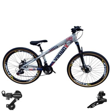 Imagem de Bicicleta 26 VikingX T25 24v Cambio Dianteiro e Traseiro Shimano Pneu Aro 26 Balão Faixa Amarela-Unissex