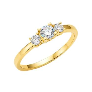 Imagem de 1 aliança de casamento de três zircões para mulheres, material de compromisso, noivado, eternidade, joia fina, presente, 5, Cobre, Sem pedra preciosa