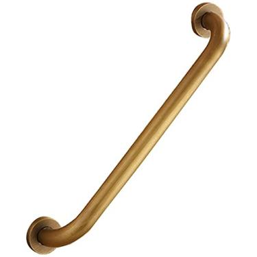 Imagem de HDVLXZLY Barras de apoio para banheiro, corrimão antigo europeu de cobre de superfície escovada, barra de apoio de banheira sem barreiras montada na parede, suporte de assistência antiderrapante de