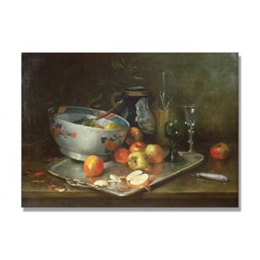 Imagem de NHLDZYH Tela vintage de frutas mortas, impressão de estilo de pintura a óleo vintage, decoração de jantar de fazenda B28. 50 x 70 cm. Somente tela