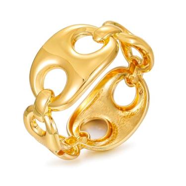 Imagem de GREICHFAN Pulseira feminina banhada a ouro 14 k com nariz de porco na moda, grossa, larga, Medium, Zinco, Sem Pedra Preciosa