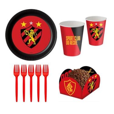 Imagem de Kit Festa Sport Futebol: 8 Copos 200 ml + 8 Pratos 18 cm + 8 Garfos + 