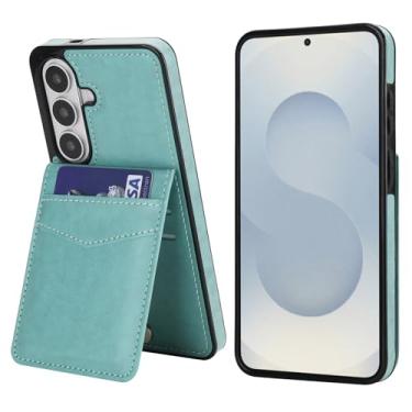 Imagem de Capa carteira de couro para Samsung Galaxy S26 Plus, couro anti-impressão digital e TPU, 5 compartimentos para cartão (4 internos + 1 externo) com fecho magnético, à prova de choque, proteção de borda