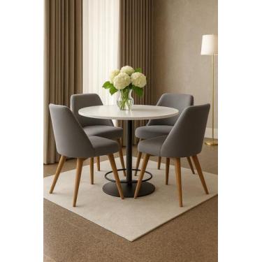 Imagem de Kit 6 Capas Cadeira Concha Estofada Encosto Curvo Sala Jantar Cor:Cinz