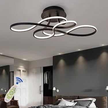 Imagem de Luminária de teto LED moderna para sala de estar, com design criativo de 7 anéis, lustre circular para quarto, temperatura de cor ajustável de 3000K a 6500K, controle remoto e iluminação dec