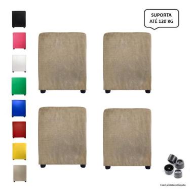 Imagem de Kit 4 puff quadrado banqueta cubo sala de jogos/estar quarto - Mercadã
