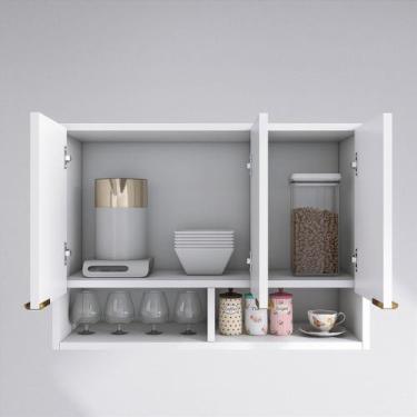 Imagem de Armário Aéreo Módulo Multiuso 3 Portas com Nicho Branco - Magazine RM