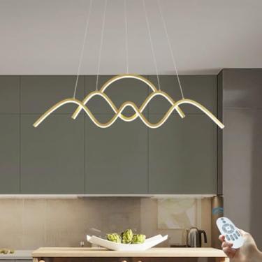 Imagem de Luminária pendente LED para mesa de jantar, luminárias pendentes modernas com regulagem de altura, luminária pendente para sala de estar, lustre para quarto, iluminação de teto, lustre pende