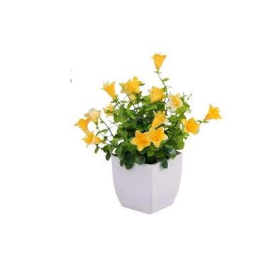 Imagem de Peitoril de janela de árvore artificial decoração de plástico jardim planta falsa vaso decoração de casa ornamentos em vaso (amarelo)