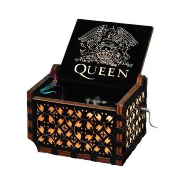 Imagem de Caixa De Música De Madeira Esculpida Com Manivela Para O Halloween, Vo