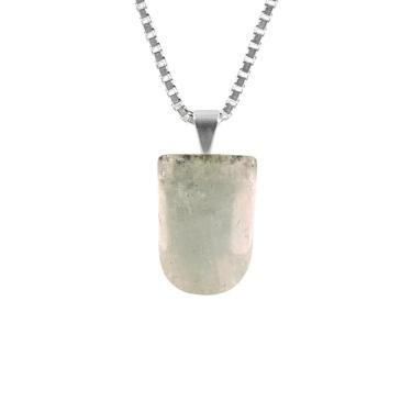 Imagem de Colar 50Cm Prata 925 Água-Marinha Medalha Verdadeira Natural