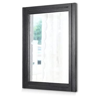 Imagem de AAZZKANG Espelhos grandes para parede preto 71.1 cm x 50.8 cm espelho retangular moldura de madeira espelho decorativo de parede para quarto sala de estar