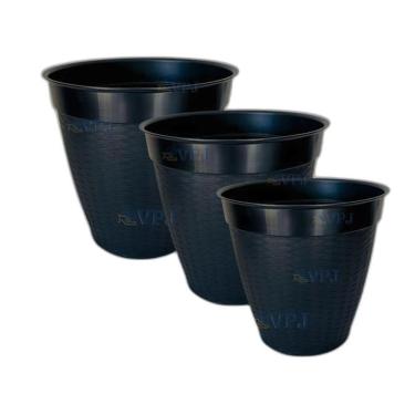 Imagem de Trio De Vaso Rattan Pmg Flores Plantas Casa Jardim Varanda