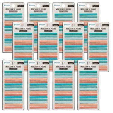 Imagem de Cartela de Marcador de Página Adesivo Translúcido Colorido Fita Tirinha Marca Texto Flag Index (12, Verde e Laranja)