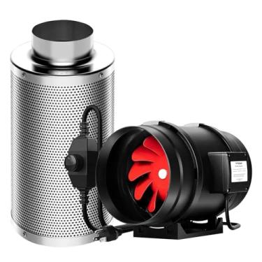 Imagem de VIVOSUN Ventilador de duto em linha de 8 polegadas 720 CFM com filtro de carbono de 20 polegadas controle de cheiro com carvão virgem da Austrália