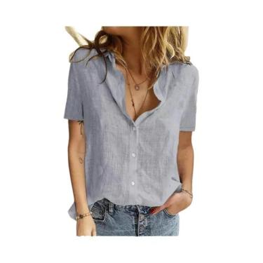 Imagem de Camisa De Linho Oversized Feminina De Verão Com Estampa De Pássaros, B