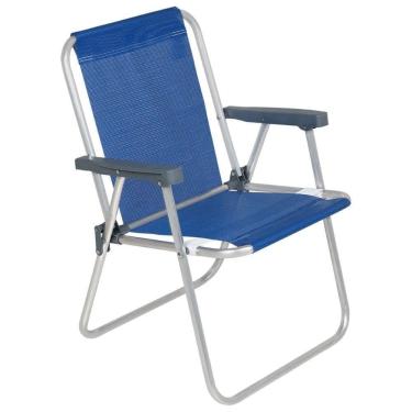 Imagem de Cadeira De Praia Alta Lazy Em Alumínio Azul Bel Dobrável