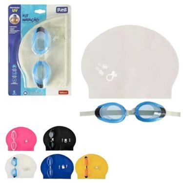 Imagem de Kit Natação Infantil 4 Peças Completo Óculos Touca E Protetores Ouvido e Nariz- Vedação Proteção UV - Funs