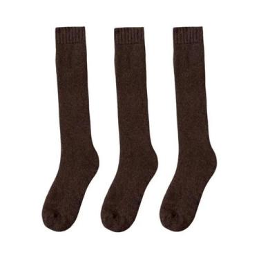 Imagem de Meias Masculinas De Inverno, Grossas E Quentes, De Lã Merino, Até O Jo