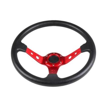Imagem de Volante Esportivo Universal De 14 Polegadas (350mm) Em Couro PU E Liga
