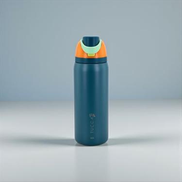 Imagem de Garrafa Térmica Inox 900ml Tucca Cajú Fosca Com Tampa e Canudo Mantém 12h Gelada Quente Para Academia Trabalho Carro Resistente Vedação Total (Azul Escuro)