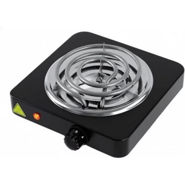 Imagem de Fogareiro Elétrico Portátil 1 Boca 1000W 127-220V – Fogão Cooktop de Mesa para Camping, Viagem e Uso Doméstico (Preto) (Preto 127V)
