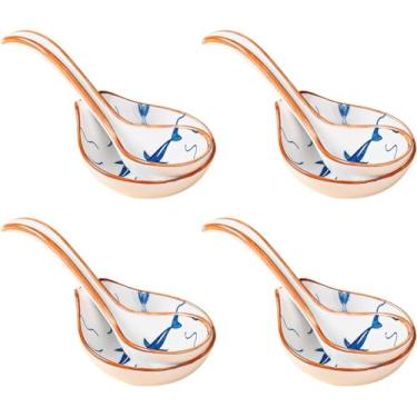 Imagem de Conjunto de tigelas de cerâmica para sobremesa, tigelas de imersão de cerâmica, prato de molho de soja de sushi, pratos de molho com colher, tigelas de imersão de cerâmica, 4 tigelas de molho pequenas