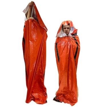 Imagem de Saco de dormir de emergência, cobertor térmico portátil de emergência, equipamento de sobrevivência leve à prova d'água (laranja)