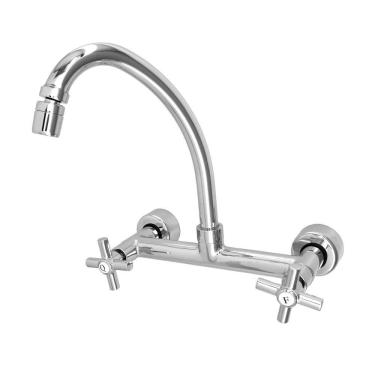 Imagem de Torneira Misturador Pia Cozinha Parede Bica Móvel Quente E Fria Cromado 1/4 De Volta