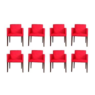 Imagem de Kit 8 Poltronas Nina Escritório Sala De Recepção Tecido Suede - Vermelho - Cor: Vermelho