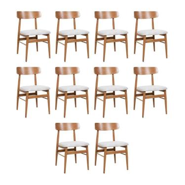 Imagem de Kit 10 Cadeiras De Jantar Delta Estrutura Aço Carbono Laminado Natural Com Estofado Linho Cru