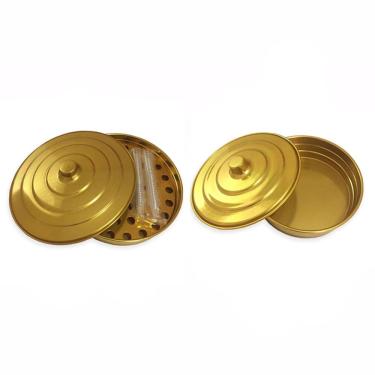 Imagem de Kit Santa Ceia Com 2 Bandejas Para Pães E Cálices Douradas