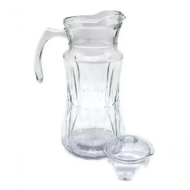 Imagem de Jarra Vidro Tampa Relevo Trabalhada Suco água Refresco Chá U