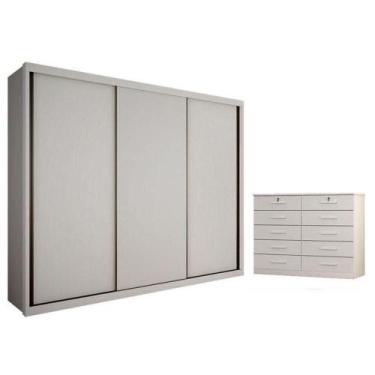 Imagem de Guarda Roupa Casal Palazzo E Gaveteiro Milão Com Chave Neve - Novo Hor