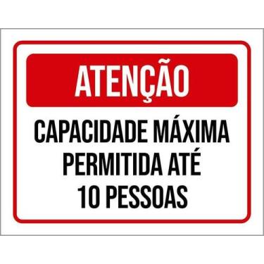 Imagem de Kit 10 Placa Acm Capacidade Máxima 10 Pessoas 18X23 - Sinalizo
