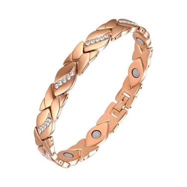 Imagem de Pulseira Magnética Ajustável Cor Cobre Para Mulheres, Alívio Da Dor Da