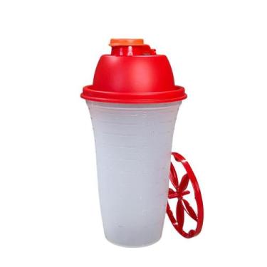 Imagem de Tupperware Quick Shake 500ml com Tampa Vermelha e Laranja