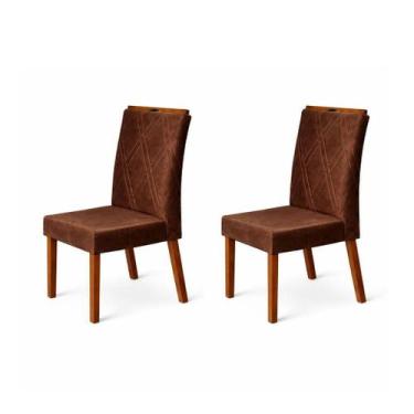 Imagem de Kit 2 Cadeiras VR Movelaria Laura Top Line Veludo Marrom - VeR MOVELAR