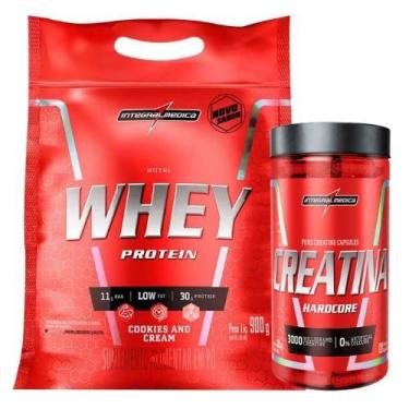 Imagem de Kit Nutri Whey Protein 900g e Creatina 120 Caps Integralmédica, Cookie