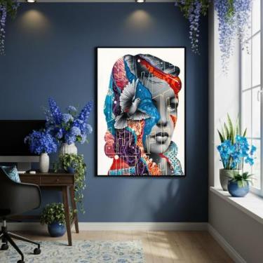 Imagem de Quadro Decorativo Colagem De Mulher 70X50Cm Mold Preta - Quadros On-Li