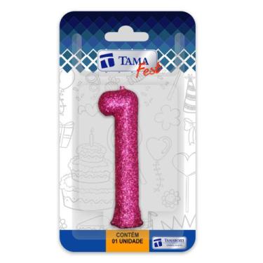 Imagem de Vela de aniversário Número Pink Nº 1 com 10 un. - TAMAROZZI EMBALAGENS