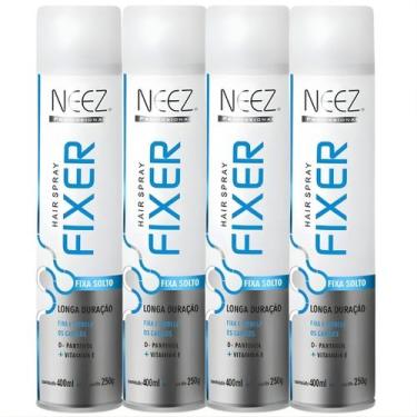 Imagem de Kit 4 Spray Fixador De Cabelo Profissional Neez Laque Capilar Fixa Sol