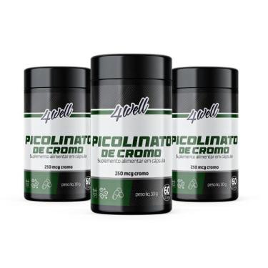 Imagem de Picolinato de Cromo 4well 250mgc - 60 cápsulas - Combo 3 Potes