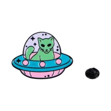 Imagem de Broche De Esmalte De Gato Verde Alienígena De Desenho Animado Fofo, 4 