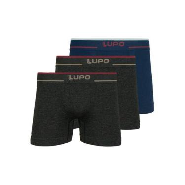 Imagem de Kit com 3 Cuecas Boxer Lupo 733-004 Colorido, Azul marinho, P