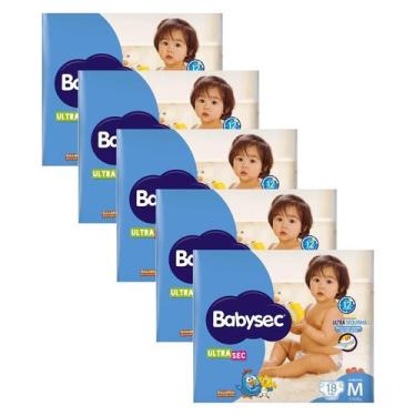 Imagem de Kit 5 Fraldas Babysec Ultrasec Jumbinho Galinha Pintadinha M com 18 un