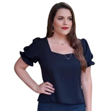 Imagem de Blusa Social Feminina Manga Bufante Princesa em Viscolinho Elegante - 