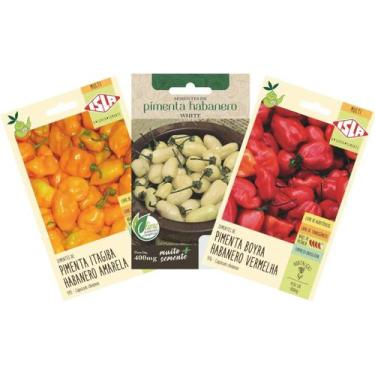 Imagem de Kit Sementes Pimentas Habanero (Vermelha, Amarela e Branca) - ISLA